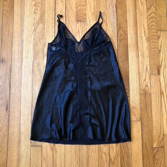 Victoria's Secret NWOT Vintage 1990s Women's Satin Black Lacy Slip Nightgown M - Picture 7 of 7